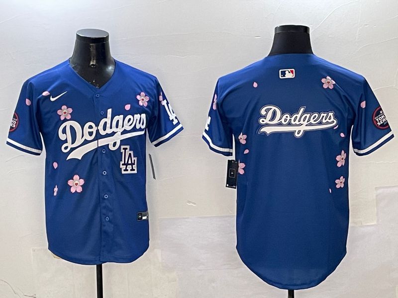 Men Los Angeles Dodgers Blank Blue Sakura Edition 2025 Nike MLB Jersey style 18